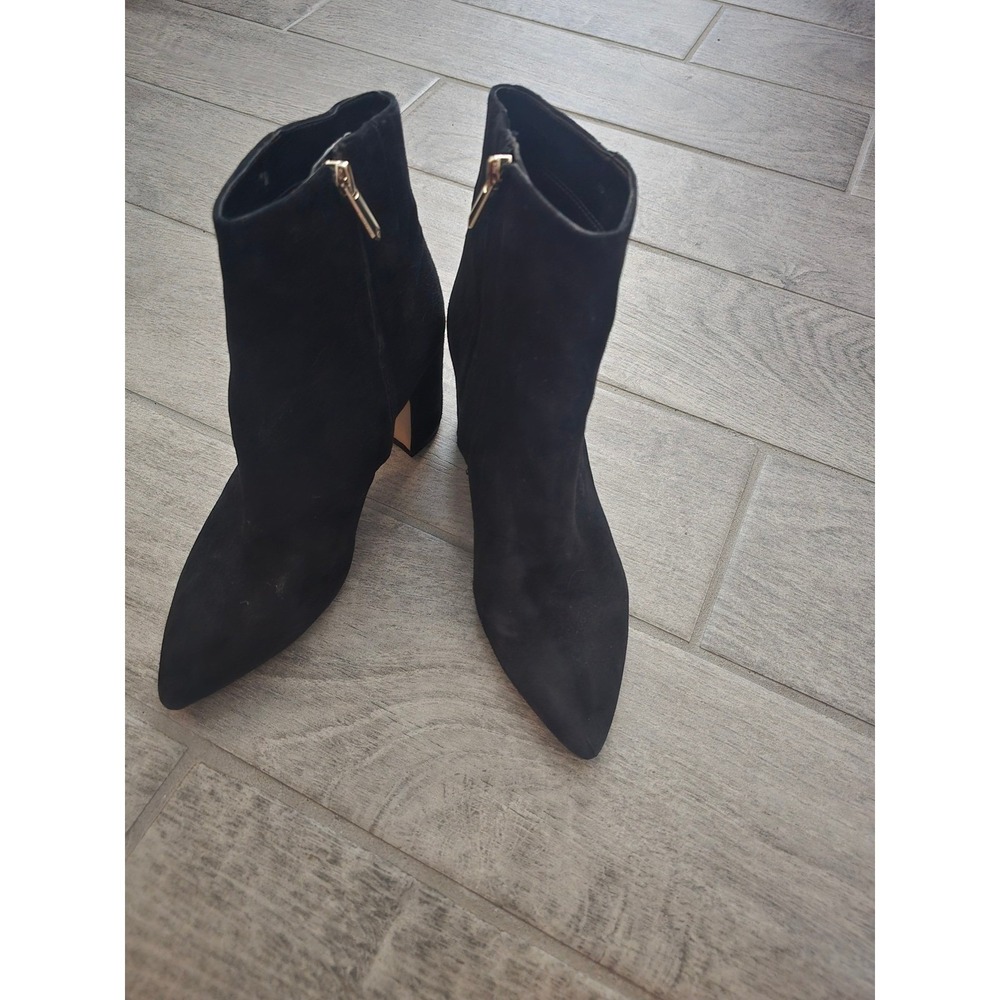 Sam Edelman Hilty Black Suede Pointed Toe Block Heel Ankle Boots‎ Womens Size 8M